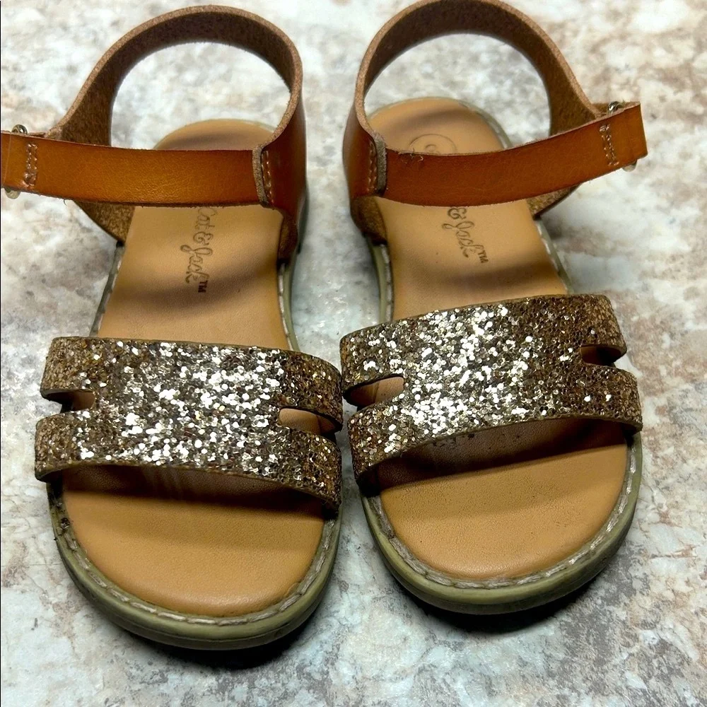 Cat & Jack Glittery Tan Kids Sandals